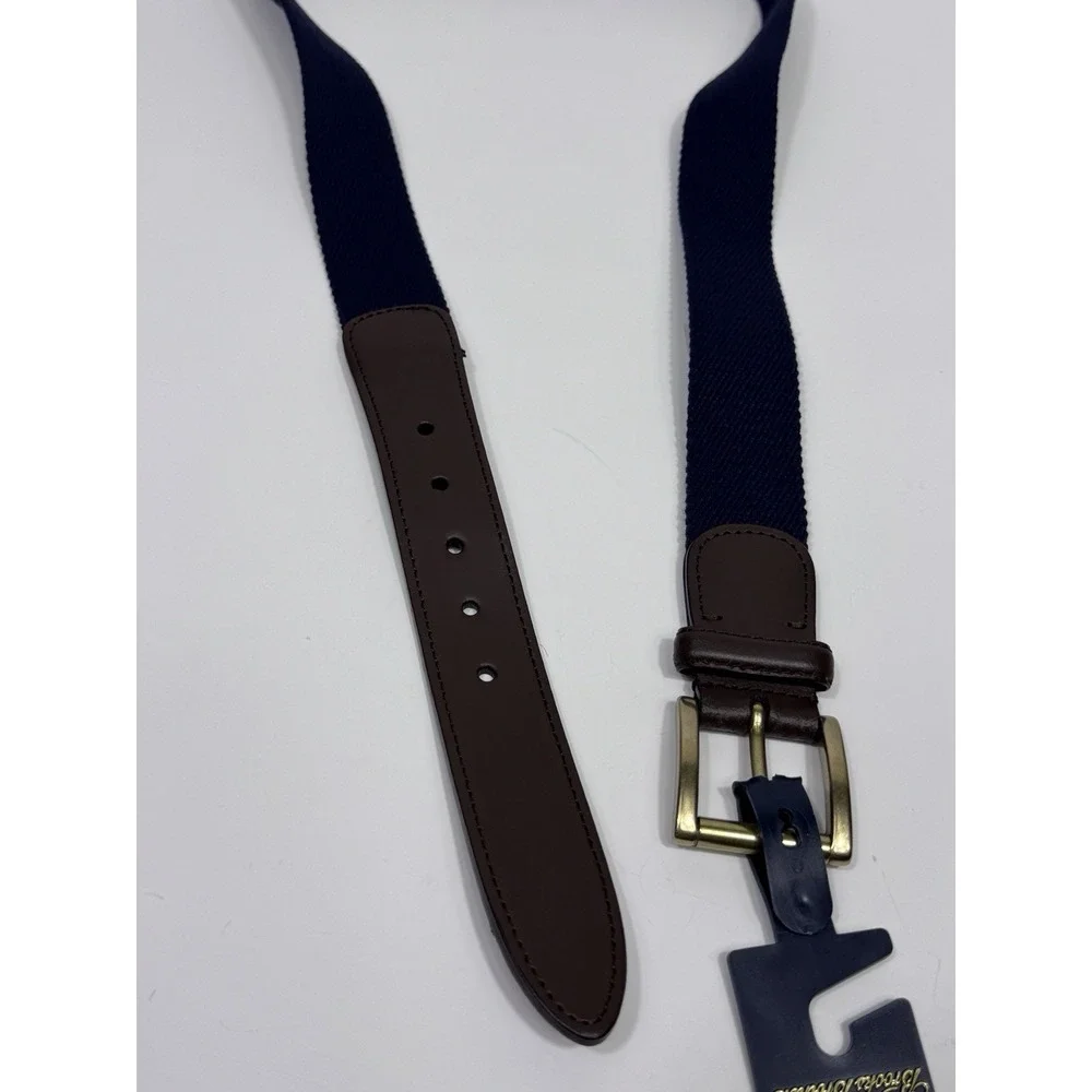 Brooks Brothers Belt Mens 38 Blue Leather Canvas Preppy Woven Made in Italy NWT
